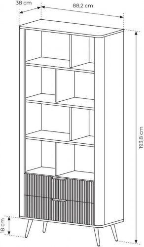 3XE LIVING Librería: blanco, 88,2 x 38 x 193,8 cm