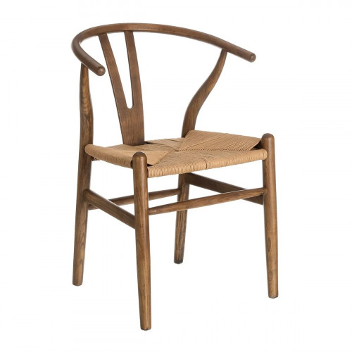 4 sillas de comedor Ming de madera de olmo marrón oscuro