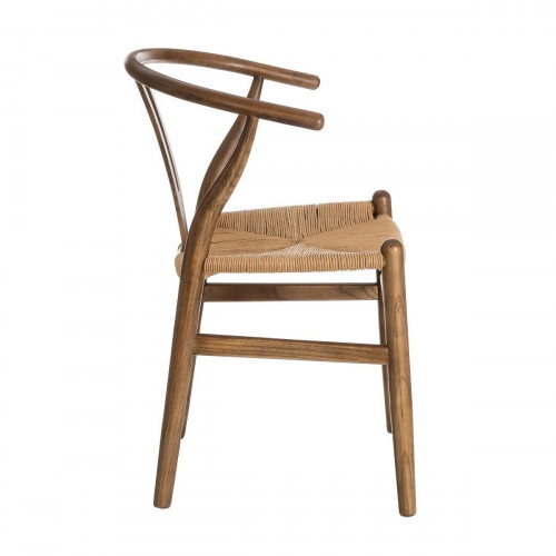 4 sillas de comedor Ming de madera de olmo marrón oscuro
