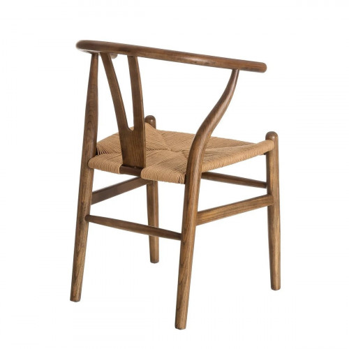 4 sillas de comedor Ming de madera de olmo marrón oscuro