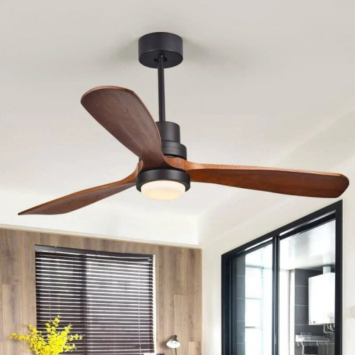 52-Inch Modern Ceiling Fan with Light and Walnut Blades