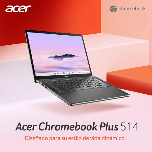 Acer Chromebook Plus 514 - Ordenador Portátil con Gemini 14'' AMD Ryzen 5 7520C, 16GB, 256GB SSD, ChromeOS con la IA de Google, Color Gris Gris
