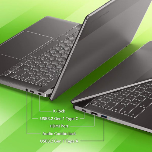 Acer Chromebook Plus 514 - Ordenador Portátil con Gemini 14'' AMD Ryzen 5 7520C, 16GB, 256GB SSD, ChromeOS con la IA de Google, Color Gris Gris