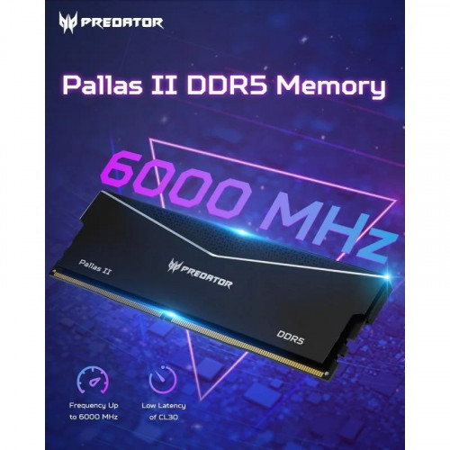 Acer Predator Pallas II DDR5 6000MHz 32GB 2x16GB CL34 Negra Intel XMP 3.0 / AMD EXPO