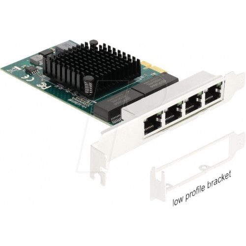 Adaptador de red, PCIe, Gigabit Ethernet, 4x RJ45