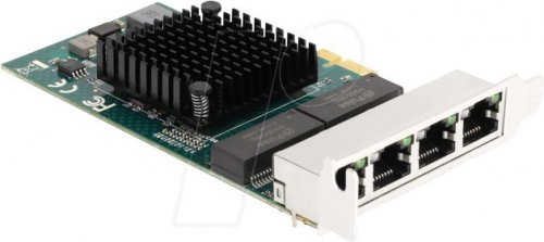 Adaptador de red, PCIe, Gigabit Ethernet, 4x RJ45