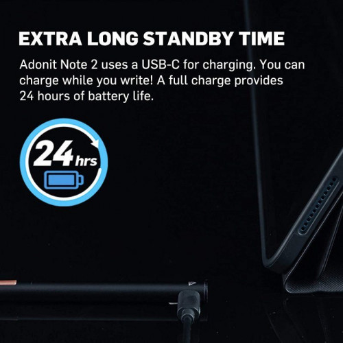 Adonit Stylus Note 2 Pen Impermeable IP65 USB-C Negro para iPad 6/7/8, Air y Pro 3/4