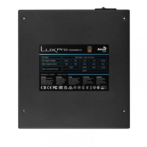 Aerocool LUXPRO550 Fuente De Alimentación 550W 80plus Bronze +88% Ventilador FDB