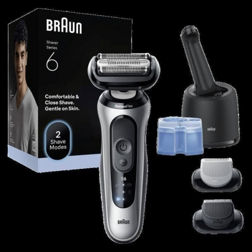 Afeitadora Braun Series 6 62-S7650cc Plata con Centro SmartCare y 2 Accesorios