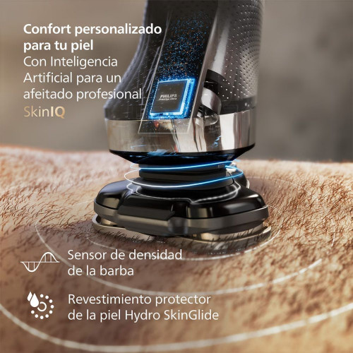 Afeitadora eléctrica Philips i9000, máquina de afeitar hombre en seco y mojado, centro de limpieza, base carga