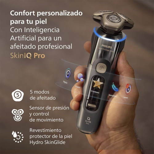 Afeitadora eléctrica Philips i9000, máquina de afeitar hombre en seco y mojado, centro de limpieza, base carga