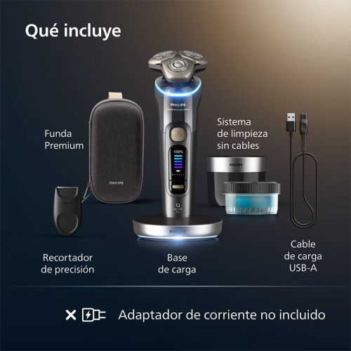 Afeitadora eléctrica Philips i9000, máquina de afeitar hombre en seco y mojado, centro de limpieza, base carga