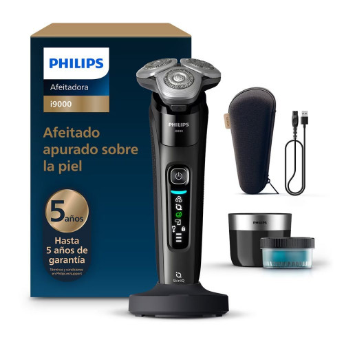Afeitadora eléctrica Philips i9000, máquina de afeitar hombre en seco y mojado, centro de limpieza, base carga