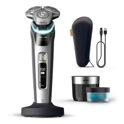 Afeitadora eléctrica Philips i9000 Prestige, máquina de afeitar hombre en seco y mojado, base de carga, estuche de viaje, centro de limpieza
