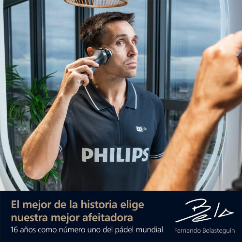 Afeitadora eléctrica Philips i9000 Prestige, máquina de afeitar hombre en seco y mojado, base de carga, estuche de viaje, centro de limpieza