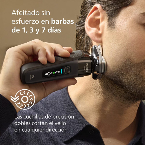 Afeitadora eléctrica Philips i9000 Prestige, máquina de afeitar hombre en seco y mojado, base de carga, estuche de viaje, centro de limpieza