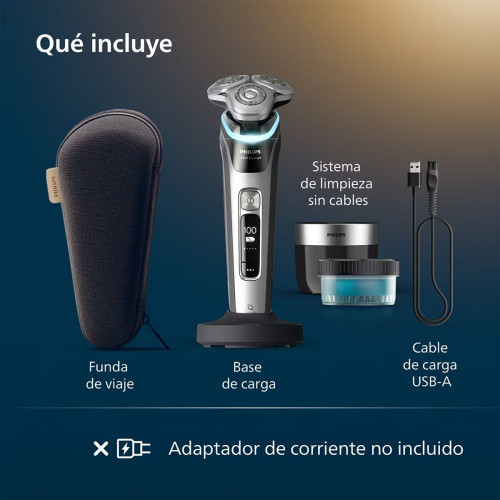 Afeitadora eléctrica Philips i9000 Prestige, máquina de afeitar hombre en seco y mojado, base de carga, estuche de viaje, centro de limpieza
