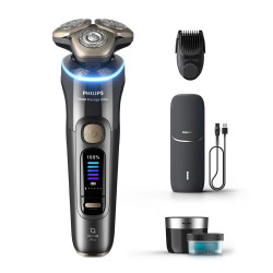 Afeitadora eléctrica Philips i9000 Prestige Ultra, máquina de afeitar hombre en seco y mojado, 5 modos de afeitado, estuche de carga UV