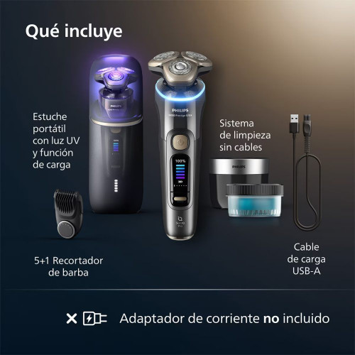 Afeitadora eléctrica Philips i9000 Prestige Ultra, máquina de afeitar hombre en seco y mojado, 5 modos de afeitado, estuche de carga UV