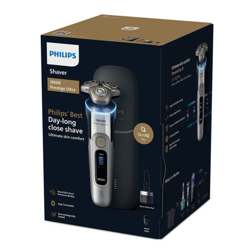 Afeitadora eléctrica Philips i9000 Prestige Ultra, máquina de afeitar hombre en seco y mojado, 5 modos de afeitado, estuche de carga UV