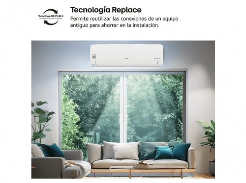 Aire acondicionado Split 1 x 1 - LG PLUSWF09X, 2150 fg/h, Gold Fin™, Tecnología Replace, Wi-Fi, Blanco