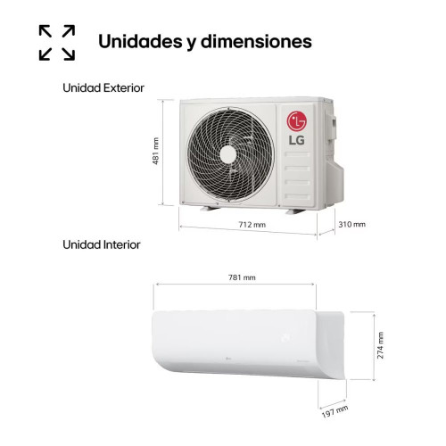 Aire acondicionado Split 1x1 LG Inverter 2150 Frig y 2750 Kcal, Wifi - LGSTART09Z.SET Blanco