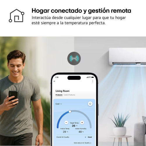Aire acondicionado Split 1x1 LG Inverter 2150 Frig y 2750 Kcal, Wifi - LGSTART09Z.SET Blanco