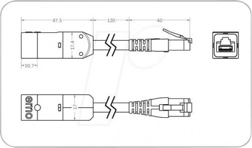 Aislador RJ45, 200 mm, 10 gigabits
