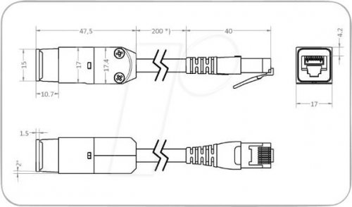 Aislador RJ45 SnapFit, 200 mm
