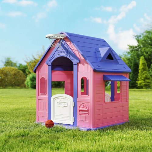 Aiyaplay Casita Infantil Exterior E Interior 3 En 1 Rosa Y Morado