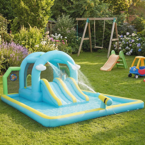Aiyaplay Castillo Hinchable Acuático Con Soplador 2 Toboganes Trampolín Piscina