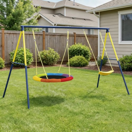 Aiyaplay Columpio Para Bebés Con 2 Columpios Cuerdas Ajustables Multicolor
