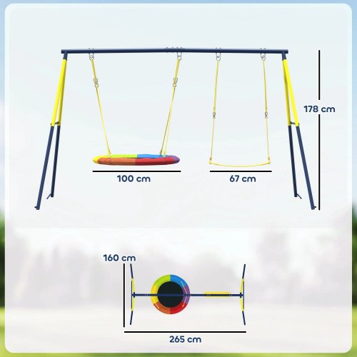 Aiyaplay Columpio Para Bebés Con 2 Columpios Cuerdas Ajustables Multicolor