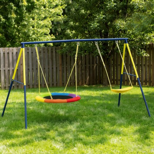 Aiyaplay Columpio Para Bebés Con 2 Columpios Cuerdas Ajustables Multicolor