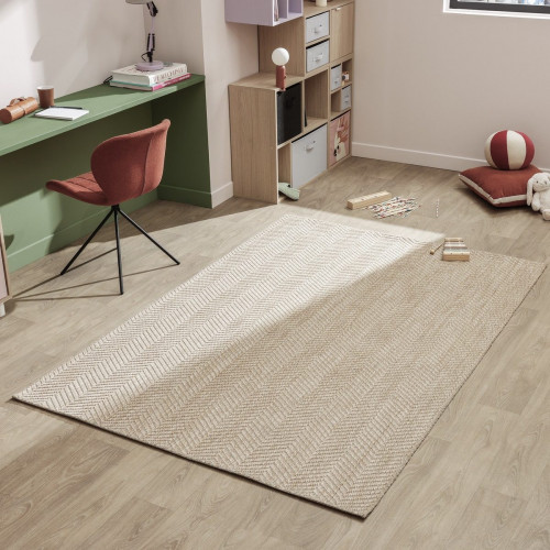 Alfombra exterior/interior polipropileno Waves 160x230cm tejido plano INSPIRE natural