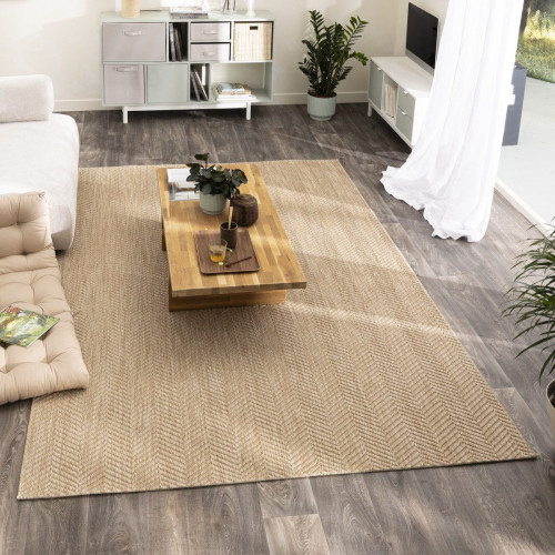 Alfombra exterior/interior polipropileno Waves 200x200cm tejido plano INSPIRE natural