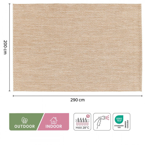 Alfombra exterior/interior polipropileno Waves 200x200cm tejido plano INSPIRE natural