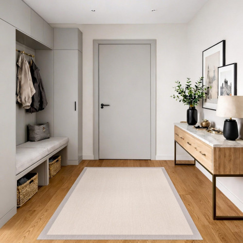 Alfombra exterior/interior pvc SisalTouch 140x200cm tejido plano base antideslizante liso crudo - topo