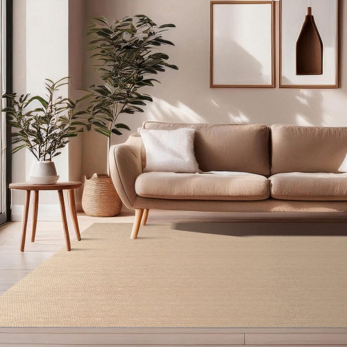 Alfombra exterior/interior pvc SisalTouch 160x230cm tejido plano base antideslizante liso beige