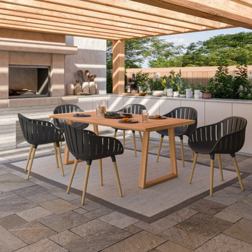 Alfombra exterior/interior pvc Teplon Cenefa 100x150cm tejido plano base antideslizante marco crema / bronce