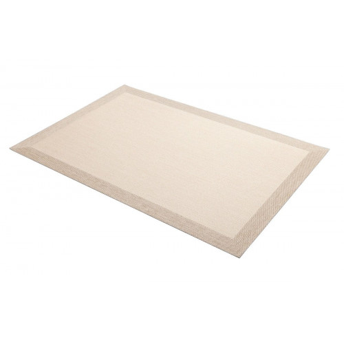 Alfombra exterior/interior pvc Teplon Cenefa 120x180cm tejido plano base antideslizante marco natural / beige
