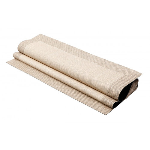 Alfombra exterior/interior pvc Teplon Cenefa 120x180cm tejido plano base antideslizante marco natural / beige