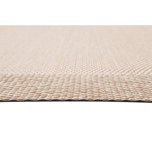 Alfombra exterior/interior pvc Teplon Cenefa 120x180cm tejido plano base antideslizante marco natural / beige