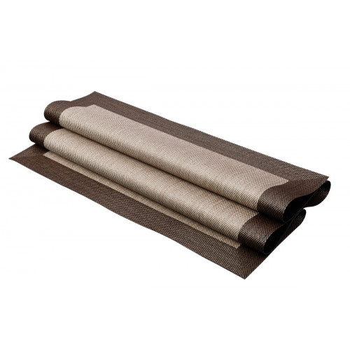 Alfombra exterior/interior pvc Teplon Cenefa 140x200cm tejido plano base antideslizante marco crema / bronce