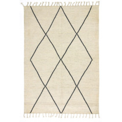 Alfombra lana Bereber Deby exterior/interior 170x240cm tejido plano kilim beige marfil