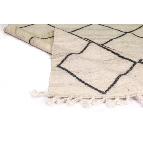 Alfombra lana Bereber Deby exterior/interior 170x240cm tejido plano kilim beige marfil