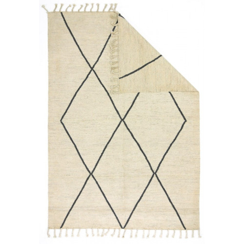 Alfombra lana Bereber Deby exterior/interior 170x240cm tejido plano kilim beige marfil
