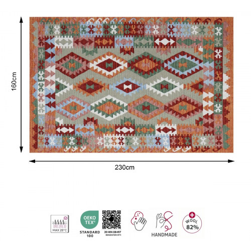 Alfombra lana Ethnic 160x230cm tejido plano INSPIRE kilim multicolor