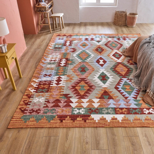 Alfombra lana Ethnic 250x350cm tejido plano INSPIRE kilim multicolor