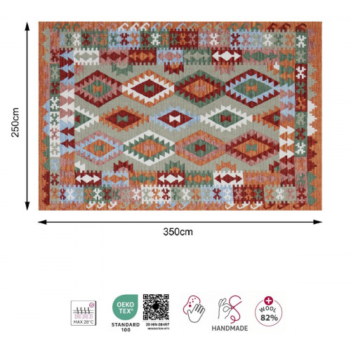 Alfombra lana Ethnic 250x350cm tejido plano INSPIRE kilim multicolor
